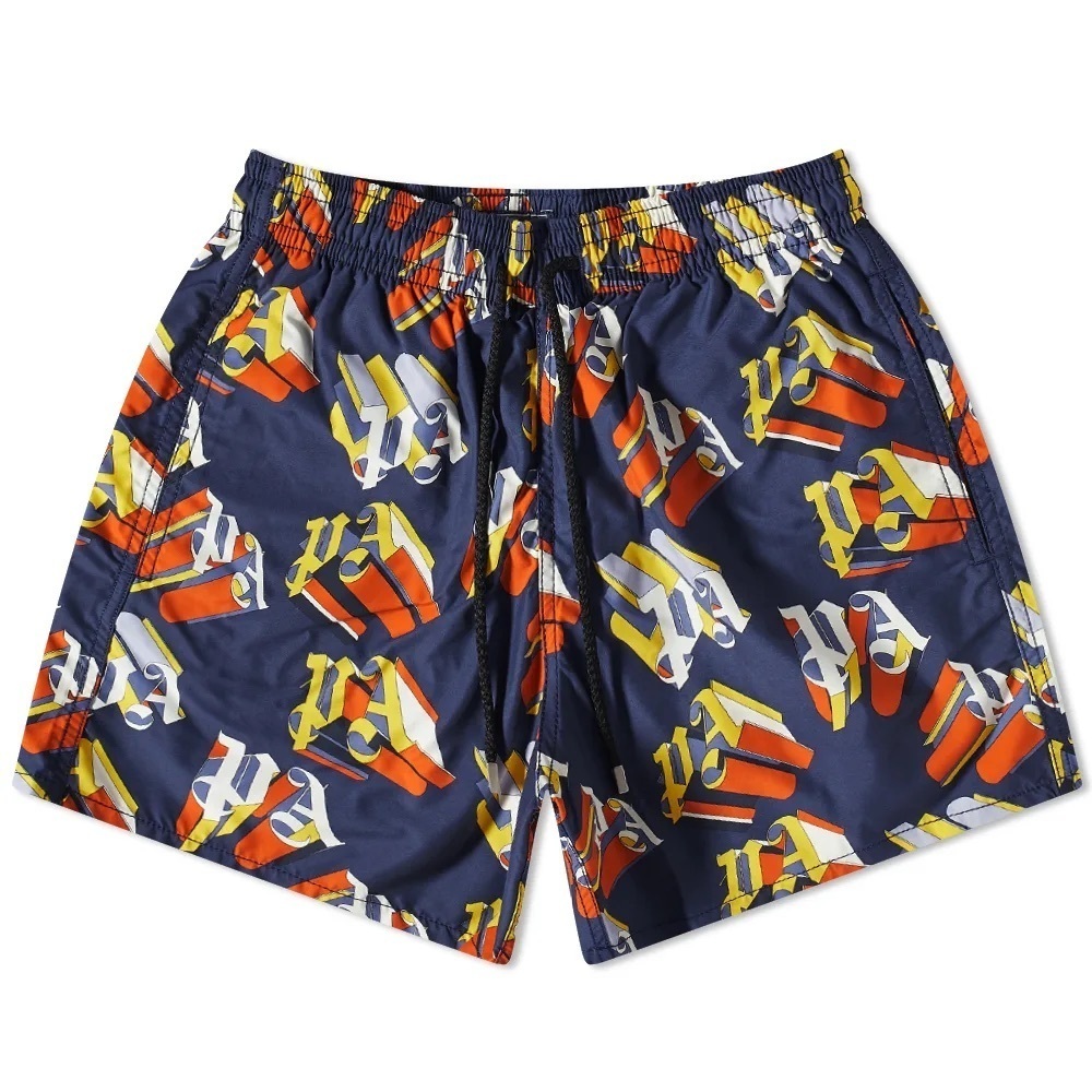 PALM ANGELS X VILBREQUIN MONOGRAMMED LOGO SWIM SHORTS SIZE S